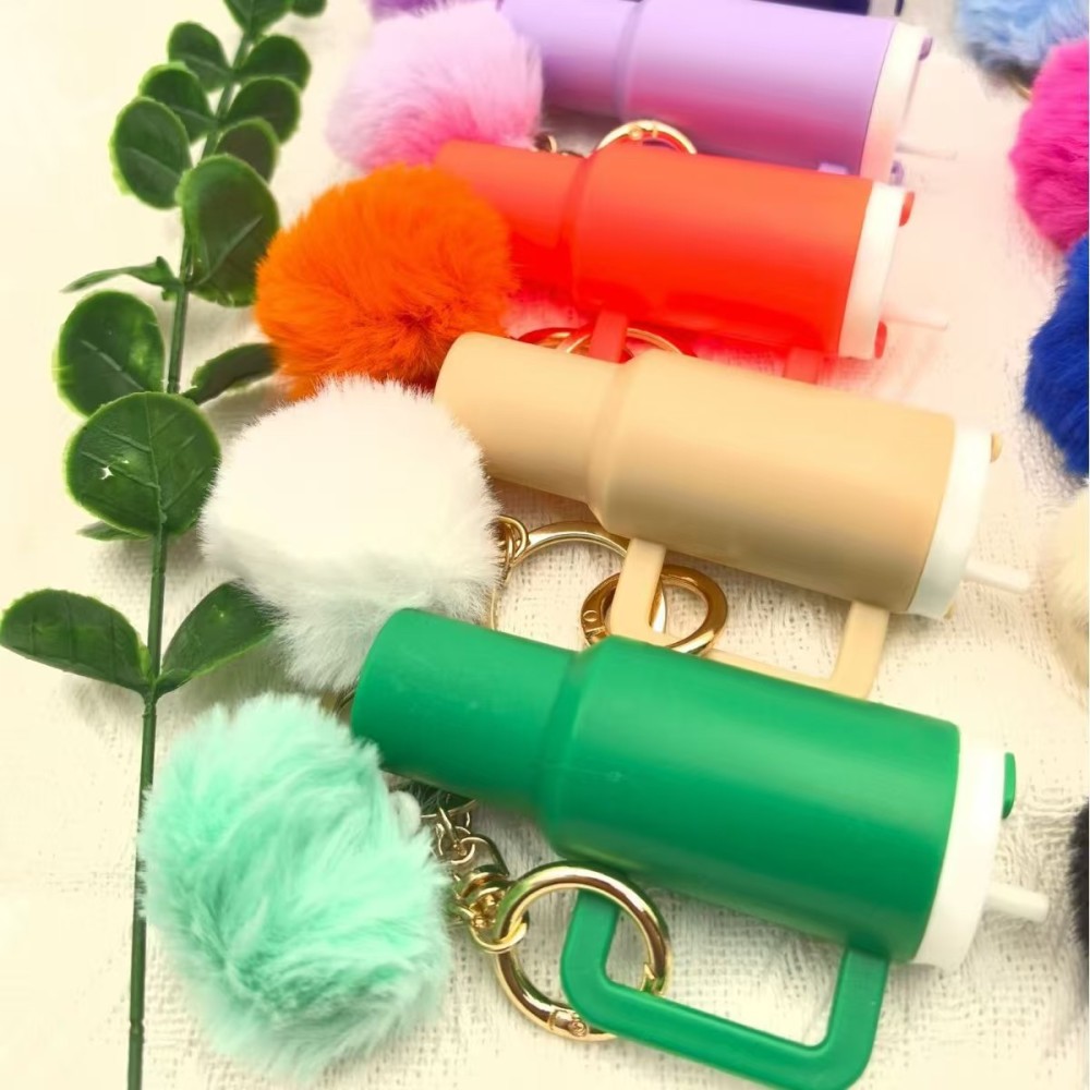 RTS CHINA  -  Cute Container Bottle Bag Keychain Accessories Miniature Charm Bar Tumbler Chapstick Holder Mini Cup Keychain