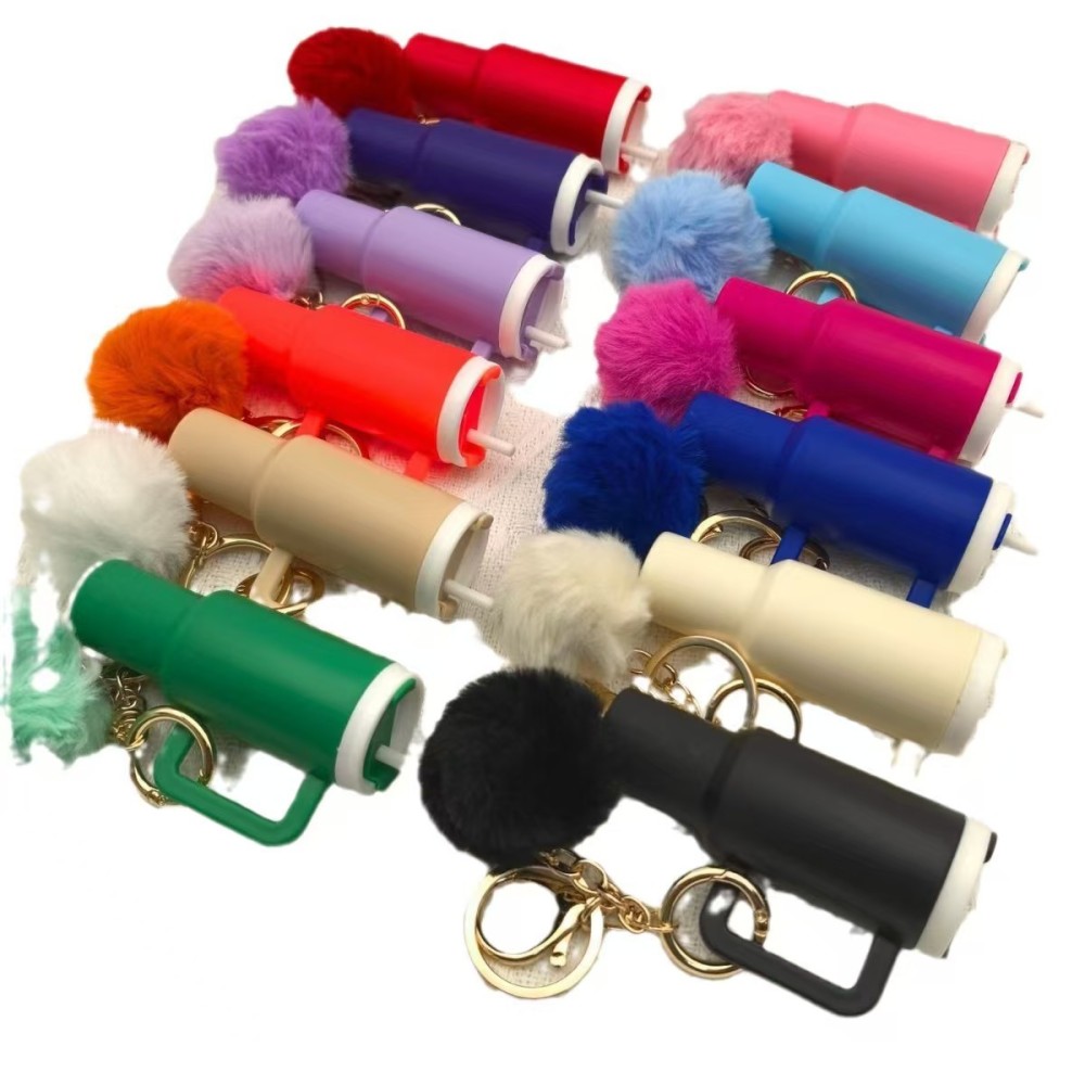 RTS CHINA  -  Cute Container Bottle Bag Keychain Accessories Miniature Charm Bar Tumbler Chapstick Holder Mini Cup Keychain