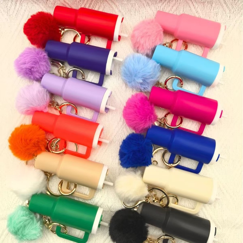 RTS CHINA  -  Cute Container Bottle Bag Keychain Accessories Miniature Charm Bar Tumbler Chapstick Holder Mini Cup Keychain