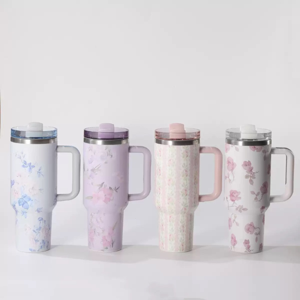 RTS CHINA --40oz Love Shack Fancy H2.0 Flower Quencher Tumblers with Removable Handle