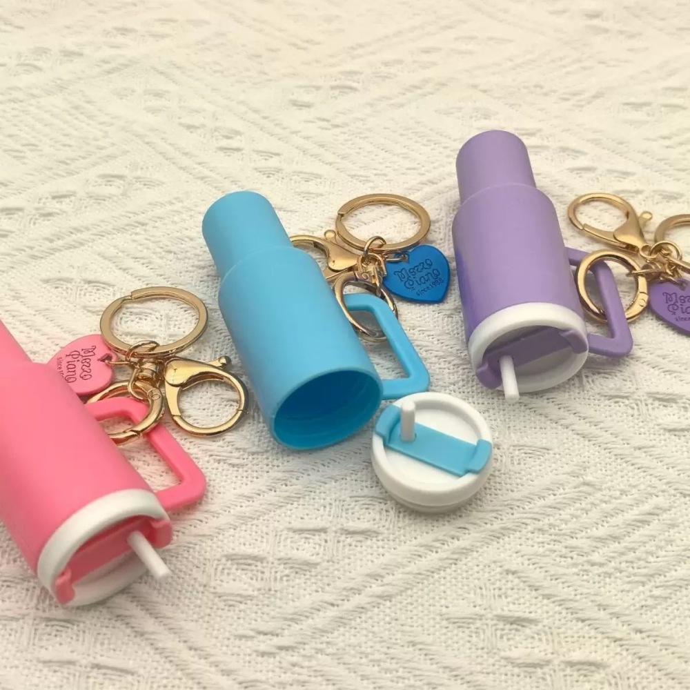 RTS CHINA  -  Cute Container Bottle Bag Keychain Accessories Miniature Charm Bar Tumbler Chapstick Holder Mini Cup Keychain