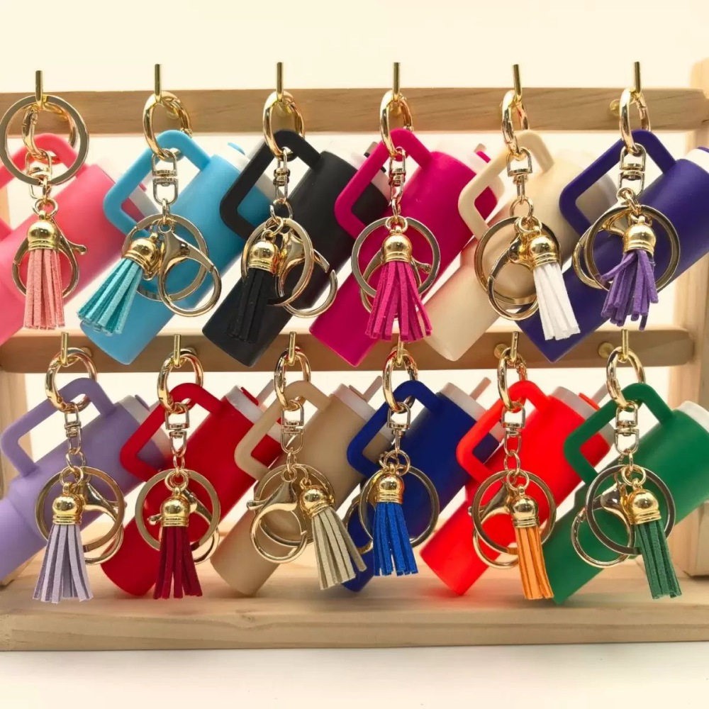 RTS CHINA  -  Cute Container Bottle Bag Keychain Accessories Miniature Charm Bar Tumbler Chapstick Holder Mini Cup Keychain