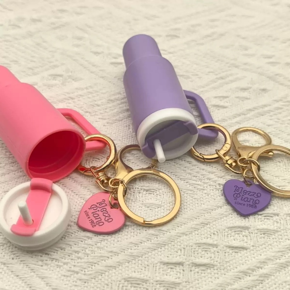 RTS CHINA  -  Cute Container Bottle Bag Keychain Accessories Miniature Charm Bar Tumbler Chapstick Holder Mini Cup Keychain