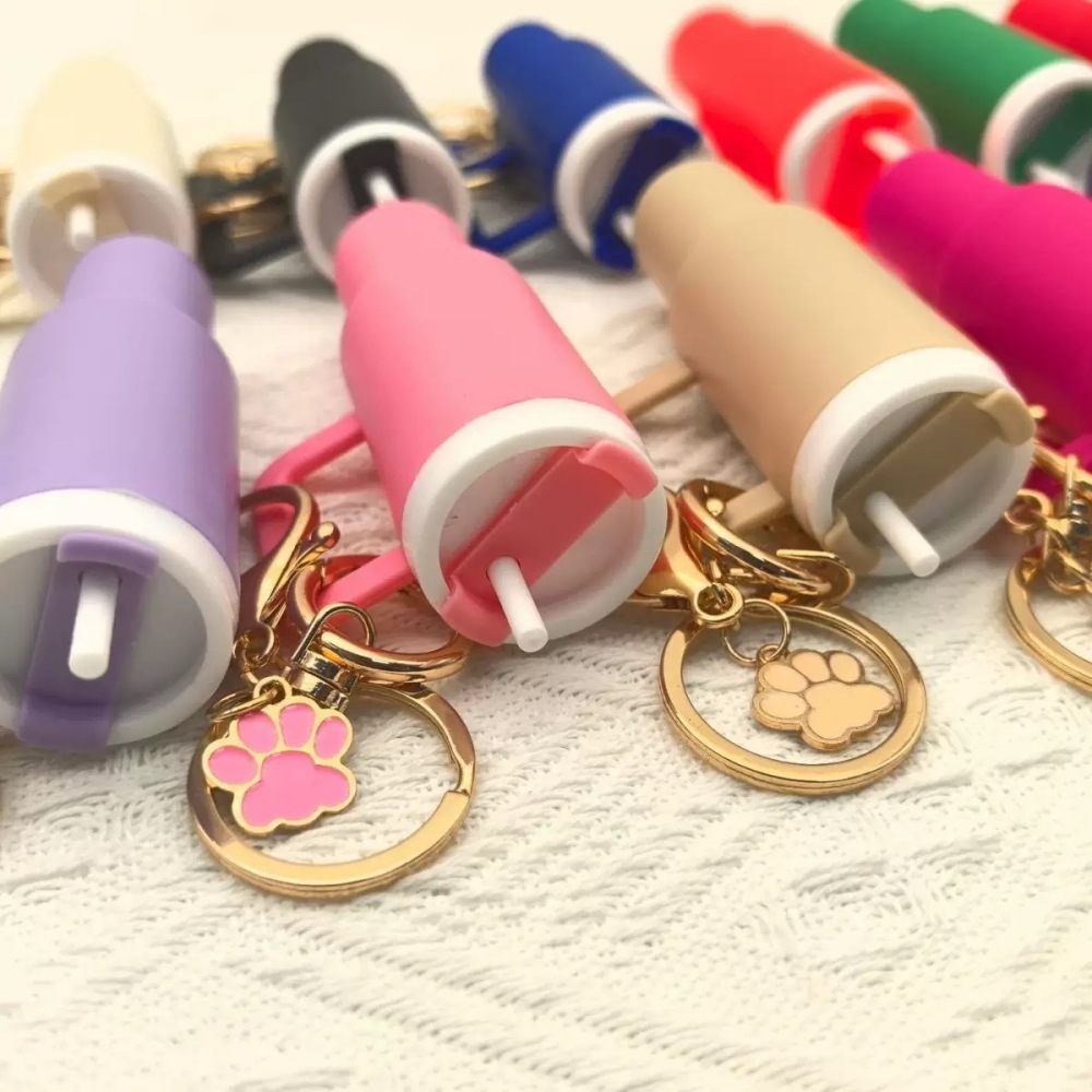 RTS CHINA  -  Cute Container Bottle Bag Keychain Accessories Miniature Charm Bar Tumbler Chapstick Holder Mini Cup Keychain