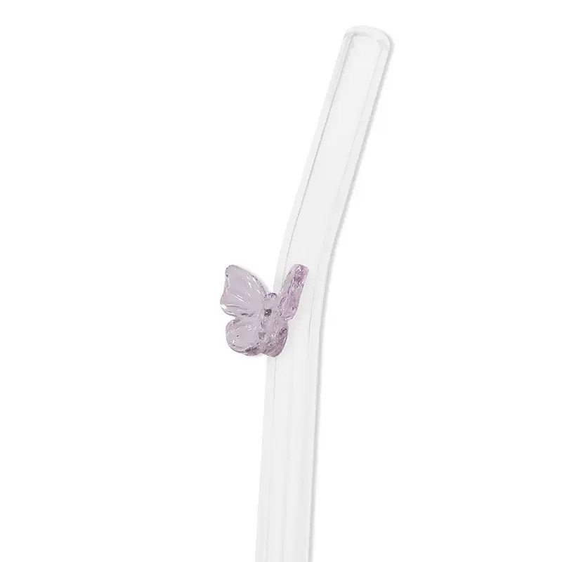 RTS CHINA - 7.9 inches 3D Glass Butterfly Drinking Straw