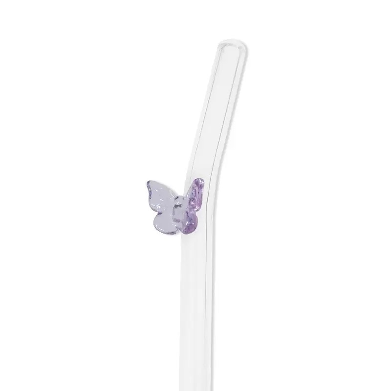 RTS CHINA - 7.9 inches 3D Glass Butterfly Drinking Straw