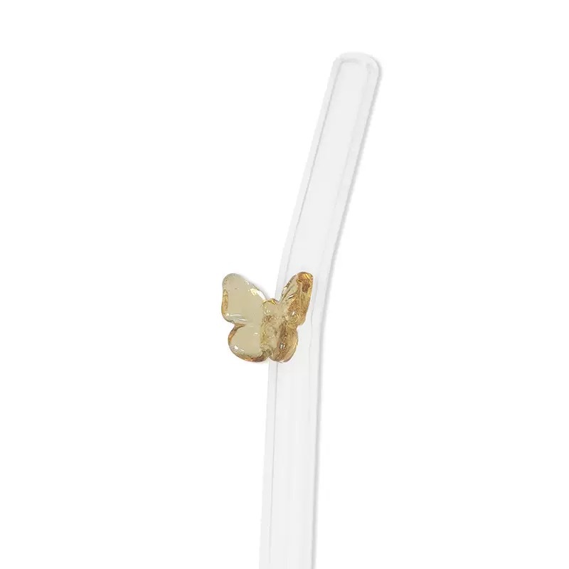 RTS CHINA - 7.9 inches 3D Glass Butterfly Drinking Straw