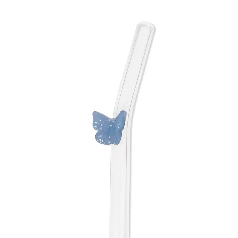 RTS CHINA - 7.9 inches 3D Glass Butterfly Drinking Straw