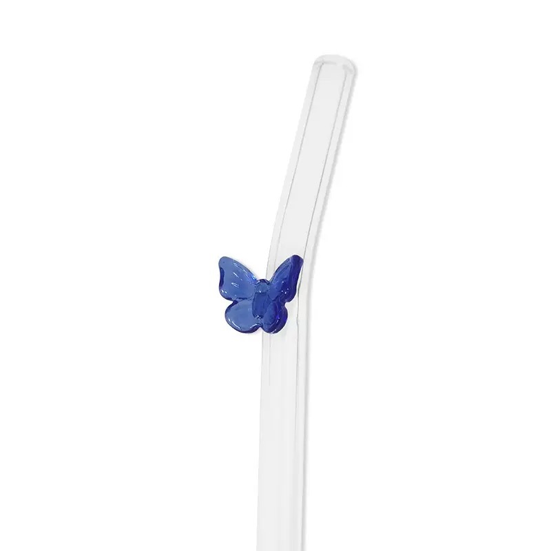RTS CHINA - 7.9 inches 3D Glass Butterfly Drinking Straw