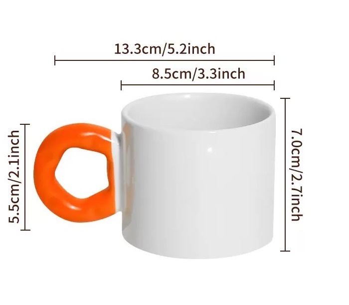 RTS CHINA -  11oz Sublimation Ceramic Mug with Colorful Handle