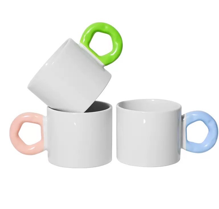 RTS CHINA -  11oz Sublimation Ceramic Mug with Colorful Handle