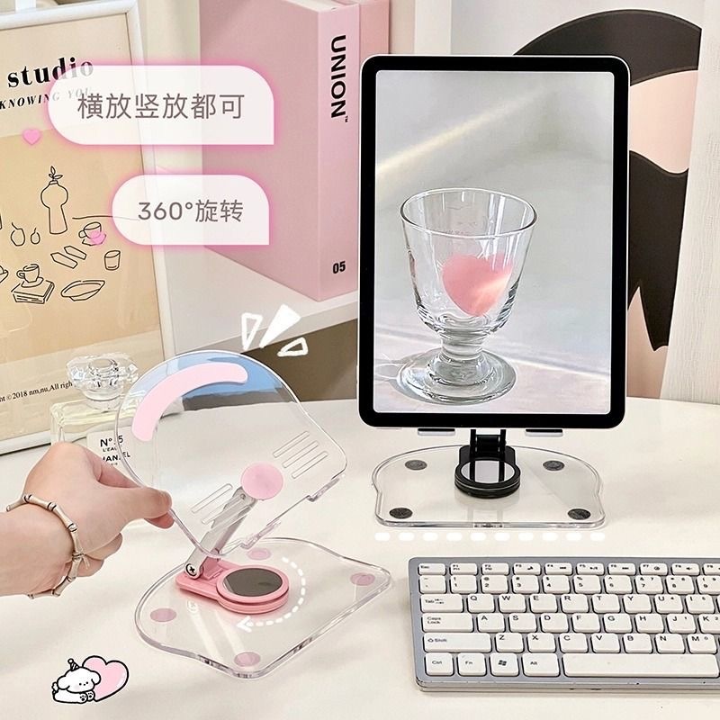 RTS CHINA - 6x5 inches Acrylic Tablet Stand with 360 Rotating Base for Drawing, Compatible with iPad Pro/Air/Mini and More