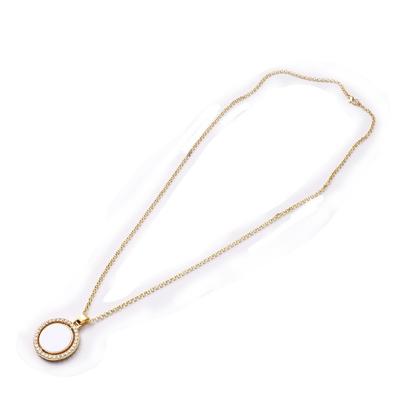 RTS CHINA - Gold and Silver Double Sided Sublimation Necklace Rotatable Blank Sublimation Necklace for DIY Design