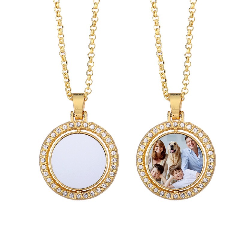 RTS CHINA - Gold and Silver Double Sided Sublimation Necklace Rotatable Blank Sublimation Necklace for DIY Design
