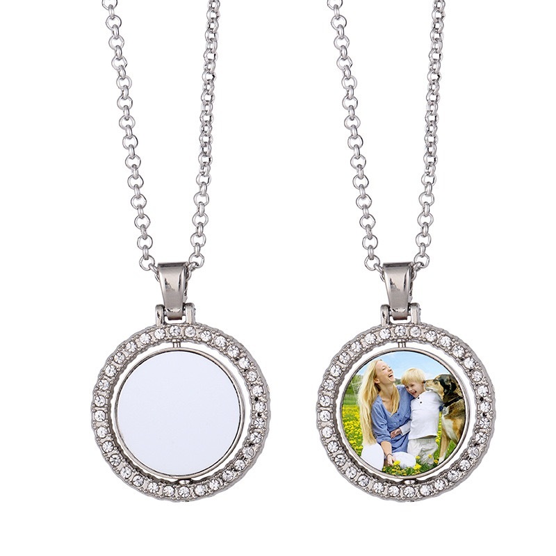 RTS CHINA - Gold and Silver Double Sided Sublimation Necklace Rotatable Blank Sublimation Necklace for DIY Design