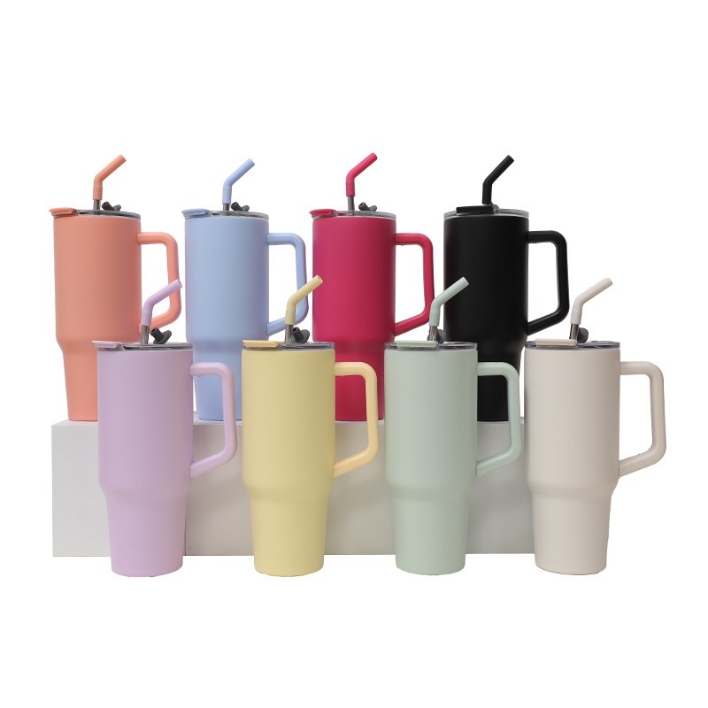 RTS CHINA   40oz Double Walled Stainless Steel Tumbler Leak Proof Tumblers with Dual Drinking Lids and Straw