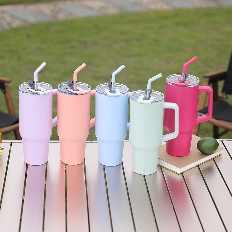 RTS CHINA   40oz Double Walled Stainless Steel Tumbler Leak Proof Tumblers with Dual Drinking Lids and Straw