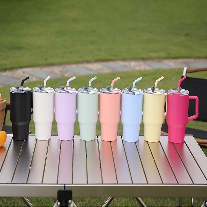 RTS CHINA   40oz Double Walled Stainless Steel Tumbler Leak Proof Tumblers with Dual Drinking Lids and Straw