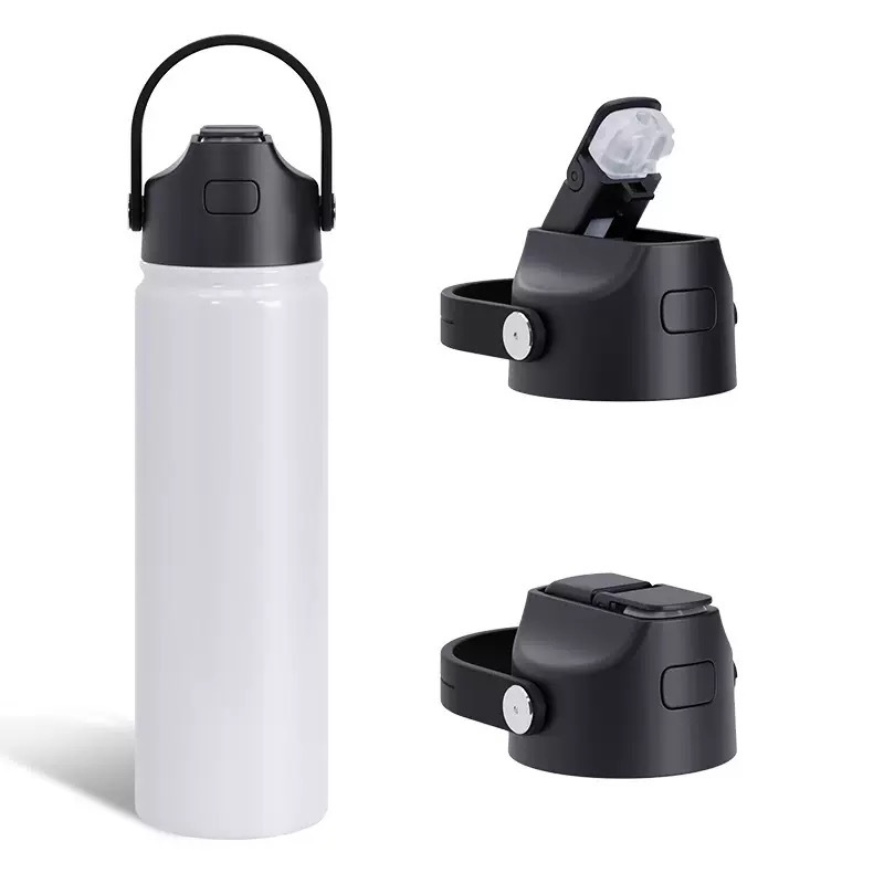 RTS CHINA - 22oz Sublimation Double Walled Stainless Steel FreeSip Sport Water Bottle With Straw