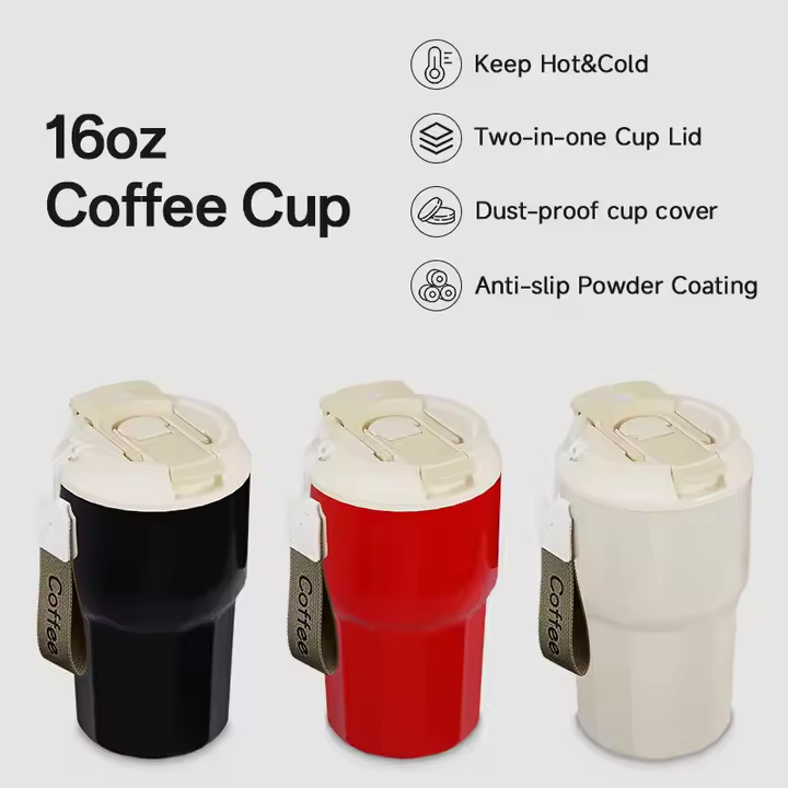 RTS US Warehouse - Case of 15pack 16oz Leakproof Double Walled Stainless Steel Travel Mug Coffee Cup Tumblers
