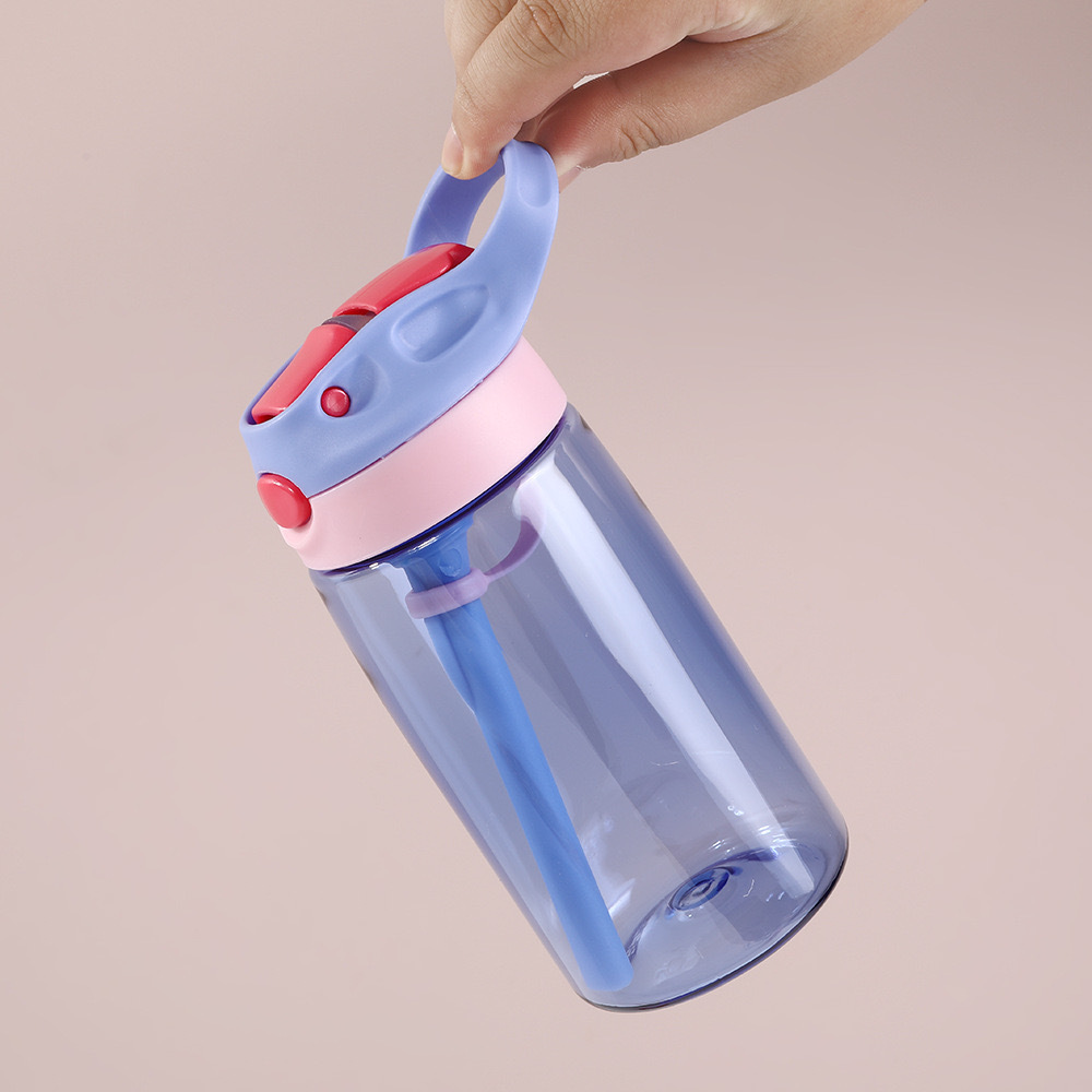 RTS US - Case of 60pack 16oz Plastic Pop Up Kids Water bottle Tumblers with Color Straws