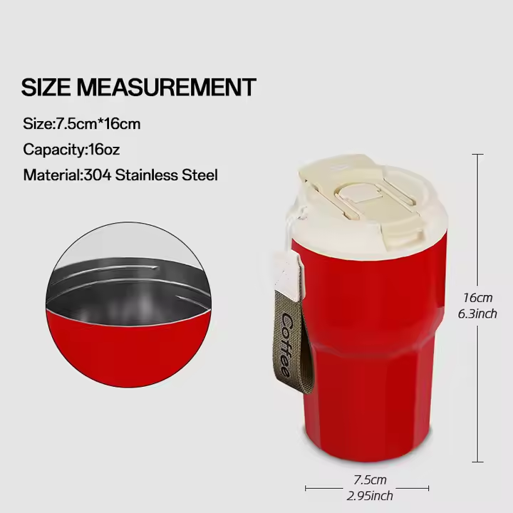 RTS US Warehouse - Case of 15pack 16oz Leakproof Double Walled Stainless Steel Travel Mug Coffee Cup Tumblers