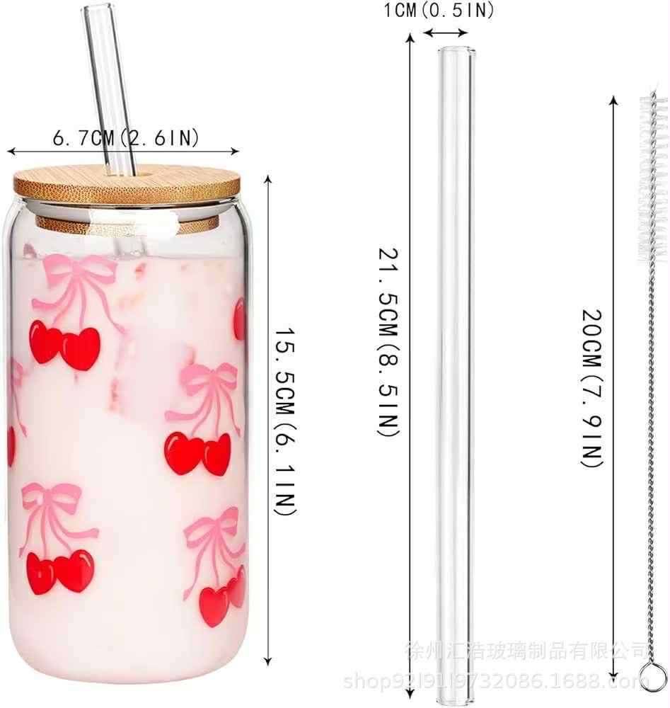 RTS CN - Case of 50pcs 16oz ClearGlass Can With Clear Plastic Straw