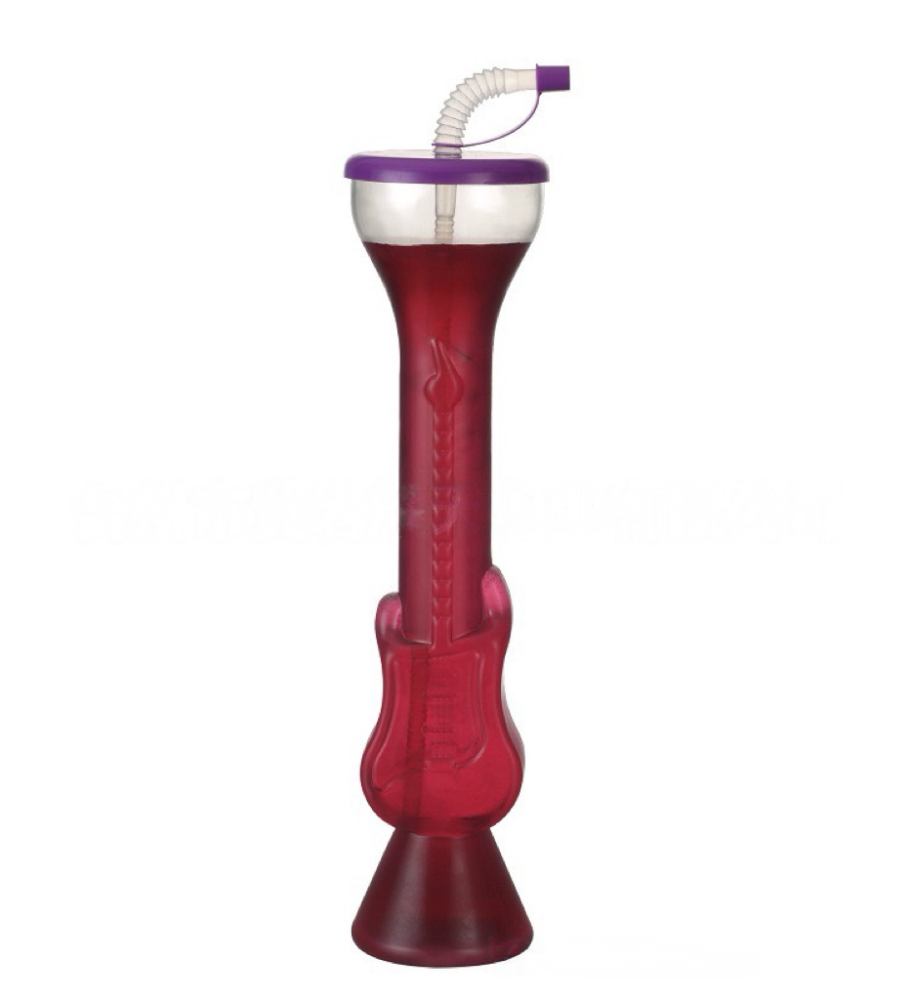 750ml 17oz Guitar Shaped Plastic Tumblers with Plastic Straw