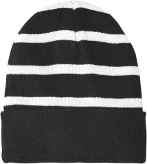 Striped Beanie w/Solid Band
