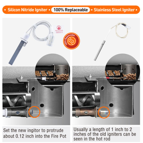 Heatfounder Silicon Nitride Hot Rod Igniter Grill Igniter Replacement For Pitboss, Traeger & Camp Chef 100% Replacement Igniter Of Metal Igniters Durable Hot Rod Ignitor Replacement For Pellet Grills