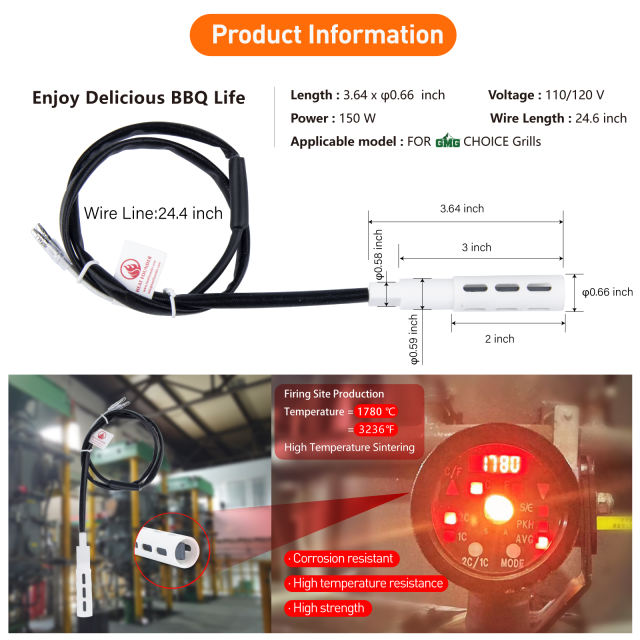 HEATFOUDNER 12 V Silicon Nitride Hot Rod Igniter for Pitboss Traeger Camp Chef 100% Replacement Ignition Part Replacement of Metal Ignition Durable Ignitor for Pellet Grills Heating Element Hot Rod