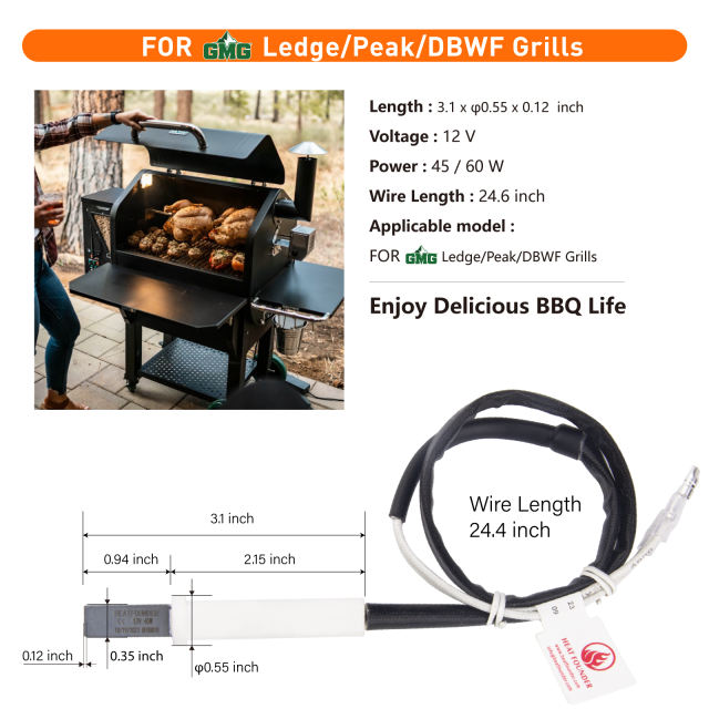90S Ingition Time Green Mountain Igniter Replacement 12V 60W Silicon Nitride Hot Rod Igniter for