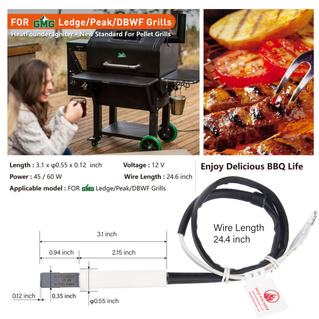 90S Ingition Time Green Mountain Igniter Replacement 12V 60W Silicon Nitride Hot Rod Igniter for