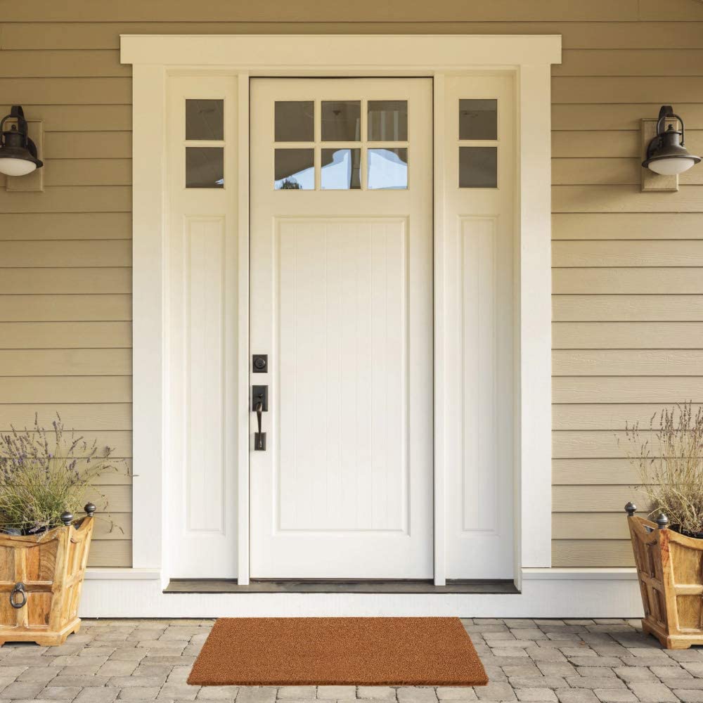 Matorino - Natural Coco Coir Plain Door Mat with Heavy Duty Backing, Thick Durable Doormat for Indoor Outdoor Entrance, Traps Dirt and Moisture from Muddy Shoes, Easy to Clean, Spring Front Porch Entry Mats, Solid Home Décor