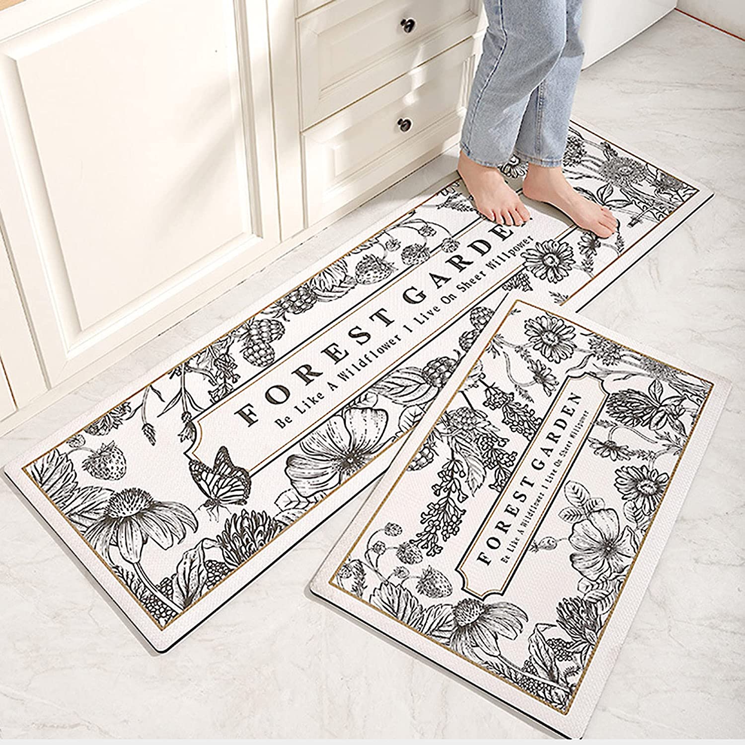 Matorino - Set of 2 Anti Fatigue Kitchen mats,Non Slip Memory Foam Cushioned Rugs,Waterproof Floor Mat for Kitchen,Floor, Home,Laundry Room,17"x29"+17"x59"