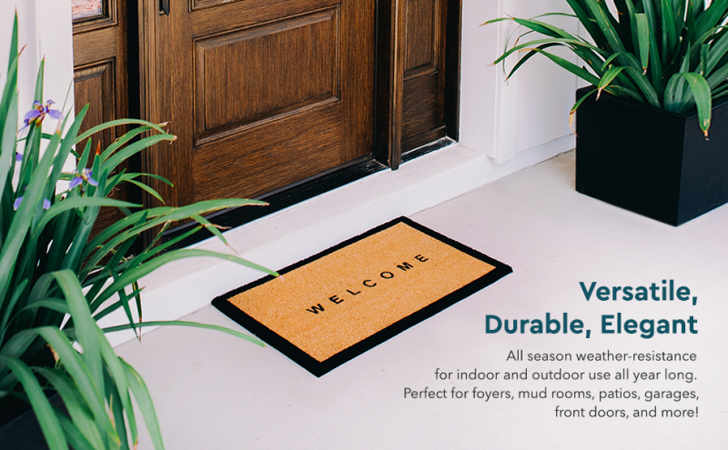 Matorino - Natural Coco Coir Plain Door Mat with Heavy Duty Backing, Thick Durable Doormat for Indoor Outdoor Entrance, Traps Dirt and Moisture from Muddy Shoes, Easy to Clean, Spring Front Porch Entry Mats, Solid Home Décor