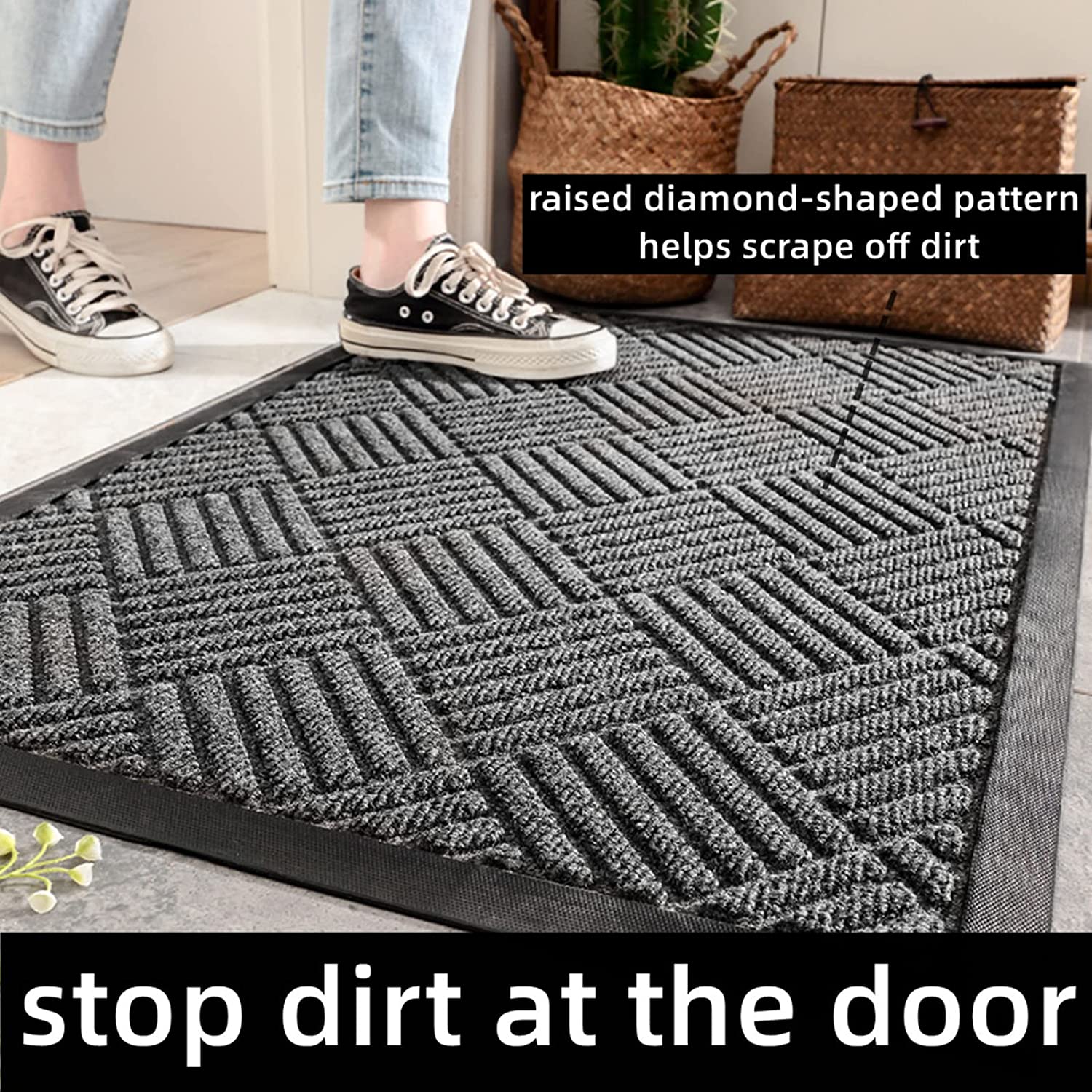 Matorino- All-Season Weather Max Doormat, Durable Natural Rubber, Stain and Fade Resistant, Low Profile, Indoor Outdoor Door Mats, Easy Clean Patio Entrance Mat
