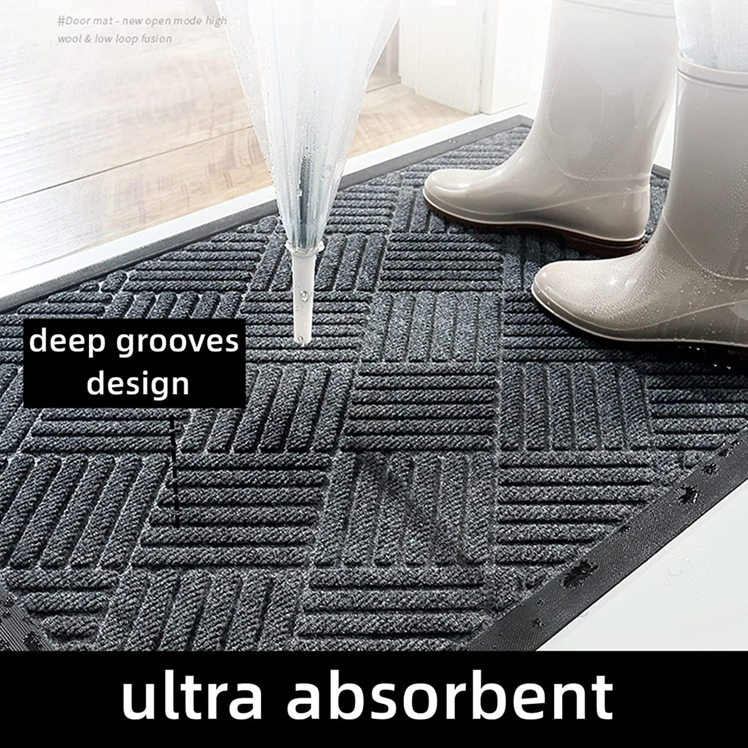 Matorino- All-Season Weather Max Doormat, Durable Natural Rubber, Stain and Fade Resistant, Low Profile, Indoor Outdoor Door Mats, Easy Clean Patio Entrance Mat