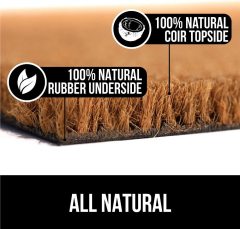 Matorino - Natural Coco Coir Plain Door Mat with Heavy Duty Backing, Thick Durable Doormat for Indoor Outdoor Entrance, Traps Dirt and Moisture from Muddy Shoes, Easy to Clean, Spring Front Porch Entry Mats, Solid Home Décor