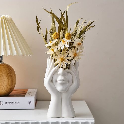 Matorino -Ceramic Face Vases, White Flower Vases for Decor, Modern Decorative Vase Centerpiece for Table Shelf Living Room Office Bedroom.