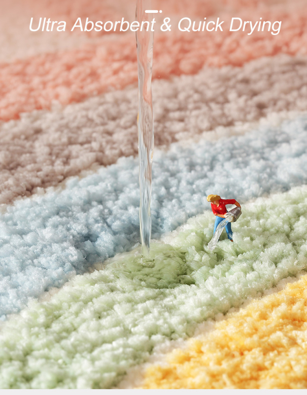 Matorino -Flocking Bath Mat, Bathroom Rug Water Absorbent Non-Slip Soft Microfiber Carpet Mat for Tub Sink Shower and Bath Room Cute Cartoon Doormat.