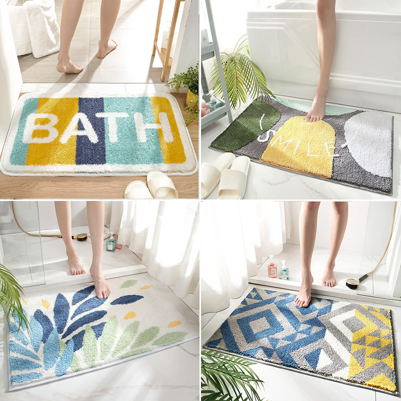 Matorino -Flocking Bath Mat, Bathroom Rug Water Absorbent Non-Slip Soft Microfiber Carpet Mat for Tub Sink Shower and Bath Room Cute Cartoon Doormat.