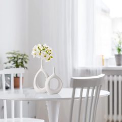 Matorino -Ceramic Hollow Vases Set of 2, Flower Vase for Decor, Modern Decorative Vase Centerpiece for Wedding Dinner Table Party Living Room Office Bedroom, Housewarming Gift.
