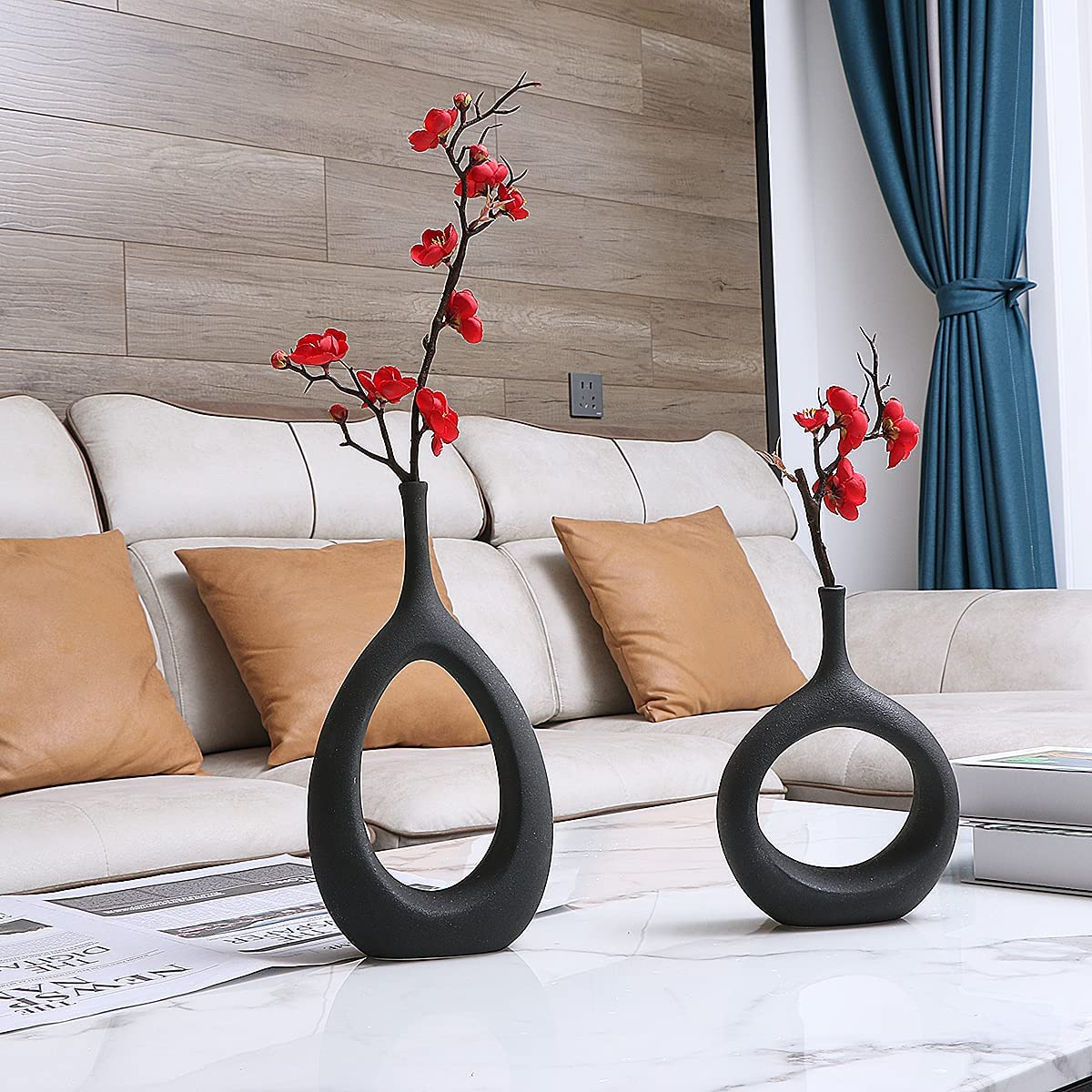 BEHOMA Metal Flower Vase for Home Decor Bedroom Living Room Office Wedding  | Table Decorative Item for Festivals Birthday 1 Pcs (10.5 x 15.7 CM)