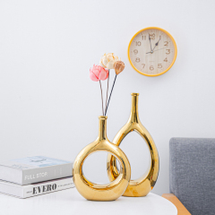 Matorino -Ceramic Hollow Vases Set of 2, Flower Vase for Decor, Modern Decorative Vase Centerpiece for Wedding Dinner Table Party Living Room Office Bedroom, Housewarming Gift.
