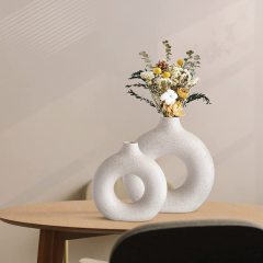 Matorino -Ceramic Hollow Donut Vase (Set of 3), Boho Decor Vase, Off White Nordic Minimalism Perfect for Coffee Table Gift Dinner Table Shelf Living Room Home Decor - Elevate Your Living Space