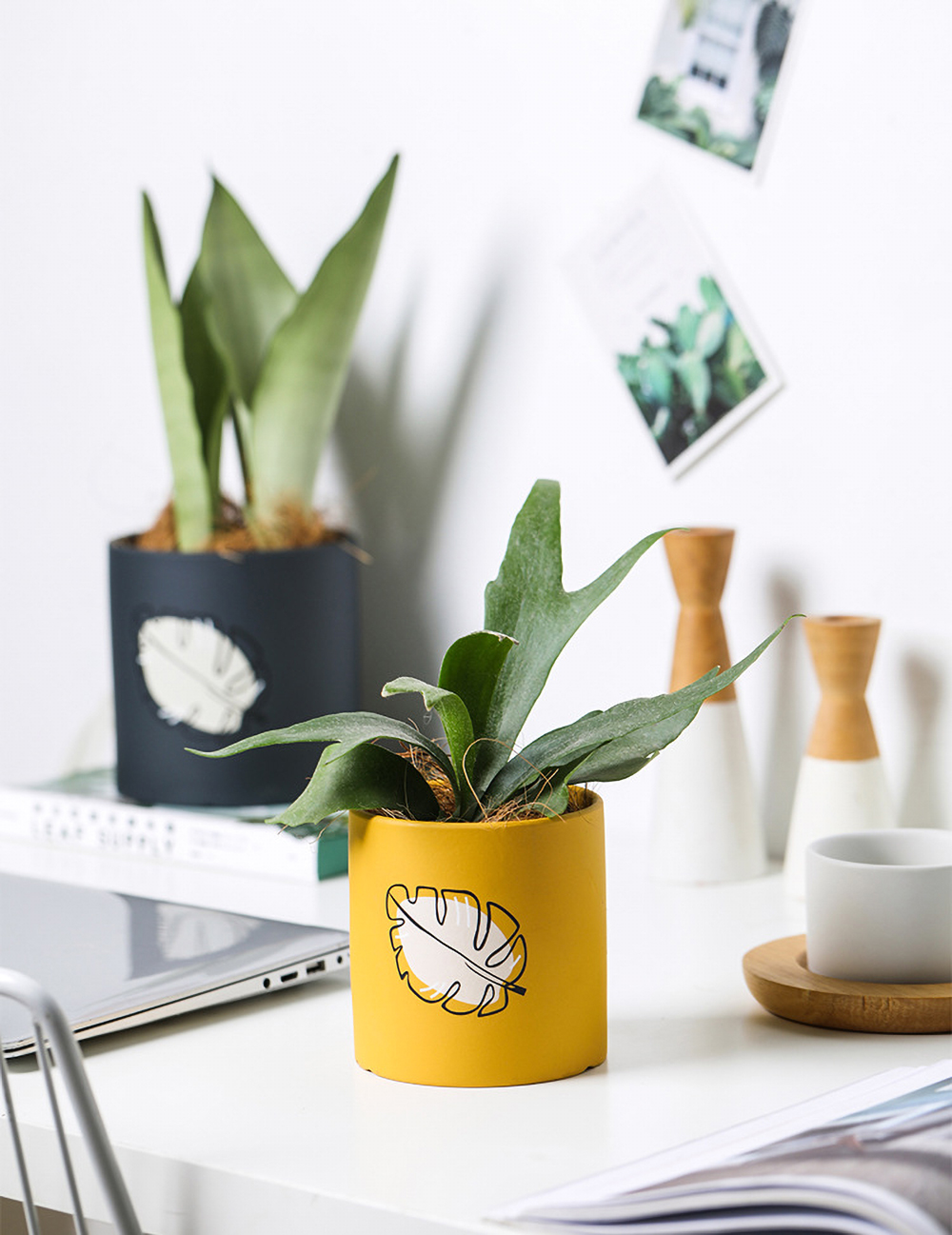 Matorino -Plant pot with Drainage and Saucer, Ceramic Planters Indoor Plants, Flower Pot Outdoor, Leaf Printing Indoor Pots for Plants.