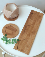 Matorino -Ceramic Succulent Planter Pot with Bamboo Tray, Small Colorful Diamond Shaped Cactus Herb Flowers Planter with Drainage Hole.