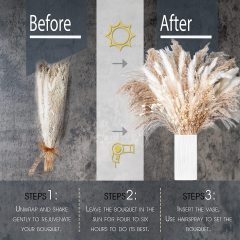 Matorino -Dried Pampas Grass Decor, White & Natural Pampas Grass Dried Flowers, Billy Button Ball Flower, Bunny Tails Grass, Reed Grass Bouquet for Wedding Boho Home House Table Party Decor.