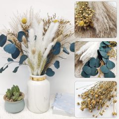 Matorino -Natural Dried Flower Bouquet ,17" White Pampas Grass Branches Boho Décor for Vase,Home Décor Table Decorations for Party Wedding.